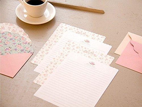 SCStyle 32 Cute Lovely Kawaii Special Design Writing Stationery Paper+16 Envelope 3.45 x5.4 Inch -(Flower) - SHOP NO2CO2