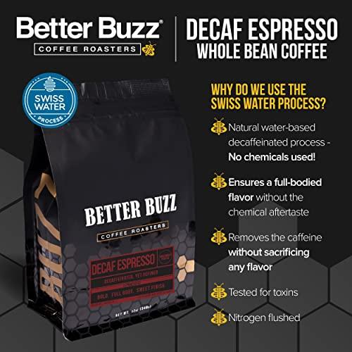 Better Buzz Decaf Espresso Dark Roast Whole Bean Coffee 12oz., Swiss Water Processed - SHOP NO2CO2