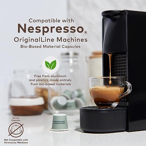 GRANA Nespresso Compatible Coffee Pods, DARK ROAST, USDA Organic 100% Arabica Single Source Specialty Coffee, 40 Compostable & Biodegradable Single Serve Coffee Pods - SHOP NO2CO2