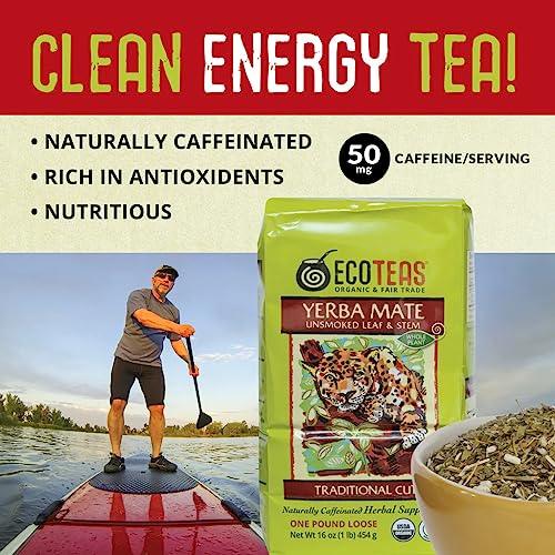 ECOTEAS - Organic Yerba Mate Loose Tea Traditional Cut - 1 Lb - Detox Tea -Yerba Mate Tea - Hi Caf Tea - Yerba Mate Energy Burst - Ecoteas Yerba Mate - 3 Pack - SHOP NO2CO2