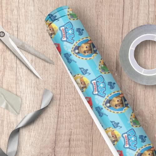 Danilo Promotions LTD PA016 PAW PATROL ROLL WRAP, 4M X 69CM, Wrapping Paper for Children's Presents, Climate Pledge Friendly Wrapping Paper, Recyclable Paper, Officially Licensed Paper - SHOP NO2CO2