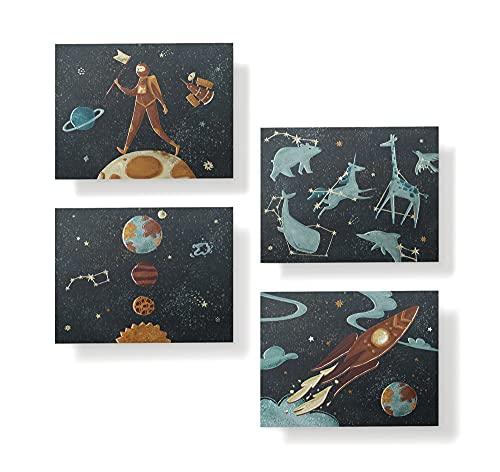 Twigs Paper 12 pcs Space Themed Note Card Set - Assorted Greeting Cards for Every Occasion with Envelopes Included - Cute and Unique Designs - Bulk Stationery Pack - 5.5 x 4.25 Inch Eco-Friendly Paper - SHOP NO2CO2