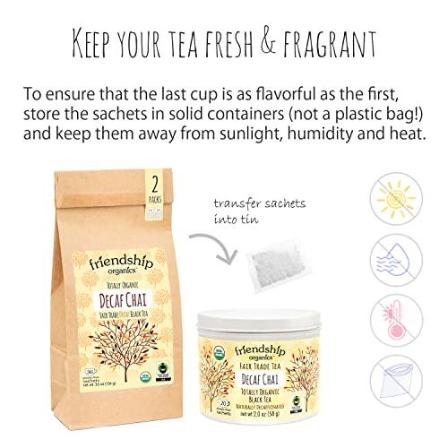 Friendship Organics Decaf Chai Tea Bags, Organic and Fair Trade 36 Count (Pack of 2) - SHOP NO2CO2