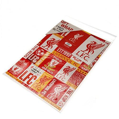 Official Liverpool FC Gift Wrap 2 Sheets 2 Tags, Gift Wrap for Presents, Climate Pledge Friendly Gift Wrap, Liverpool Recyclable Gift Wrap, Officially Licensed Gift Wrap - SHOP NO2CO2