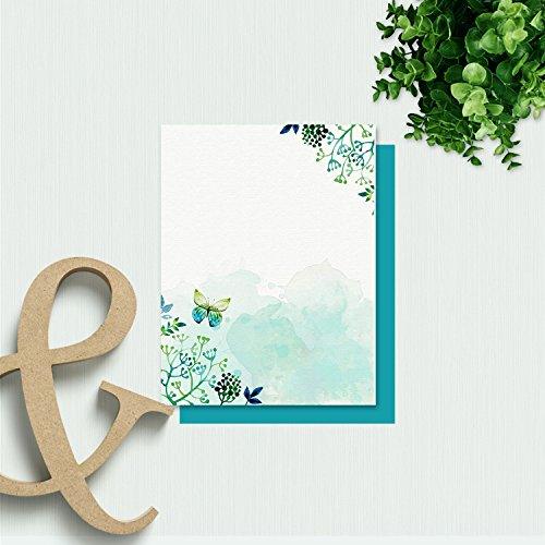 100 Stationery Paper - Cute Floral Designs for Writing Letters, Notes, and Invitations - Perfect for Bridal Shower, Birthdays, Engagement Party, Anniversary, Wedding, VIP and Other Occasions - Seaweed - SHOP NO2CO2