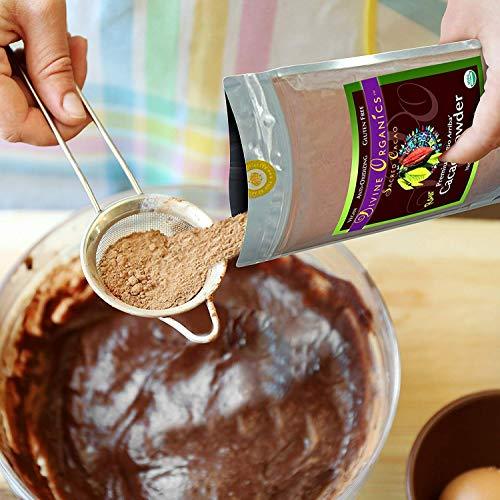 Divine Organics Raw Cacao Powder/Raw Cocoa Powder - Certified Organic - Premium Rio Arriba - Smoothies, Hot Chocolate, Baking, Shakes, Add to Coffee - Rich in Magnesium (32oz) - SHOP NO2CO2