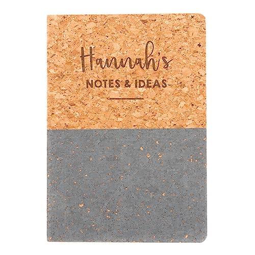 Personalized 'Notes & Ideas' Journal - Sustainable Stationery - Valentine's Day Gifts for Coworkers - Unique Vegan Cork Notebook 160 Pages - 80 Sheets Recycled Paper - SHOP NO2CO2