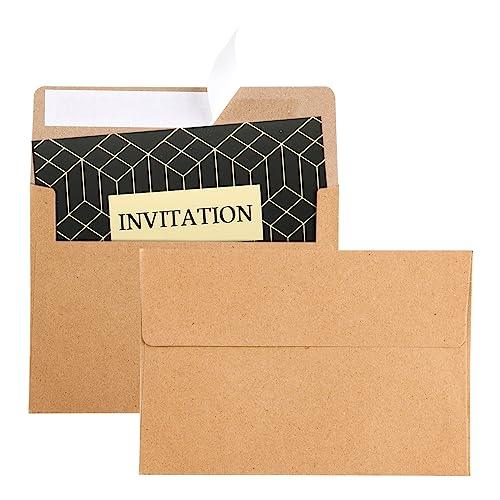 100 Pack 5x7 Envelopes,Envelopes for 5x7 Cards,5x7 Envelopes for Invitations 5.25 x 7 .25 For 5x7 Cards - Peel & Press,Ideal for Invitations,Weddings,Greeting Cards(Kraft) - SHOP NO2CO2