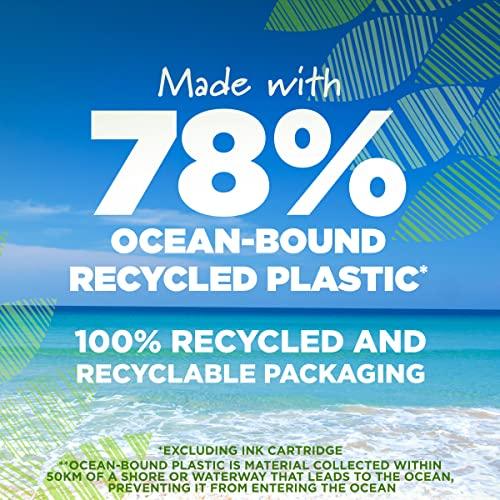 BIC Ecolutions Ocean-Bound Ball Pens, Medium Point (1.0mm), 4-Count Pack, Black Ink Pens Made from 78% Ocean-Bound Recycled Plastic - SHOP NO2CO2