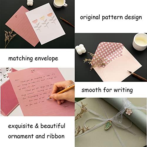 72 Pcs Stationary Writing Paper and Envelopes Set, 24 Sheet Floral Letter Paper 12 Pcs Matching Envelopes Cute Lovely Stationery Lined Writing Paper for Girls Boys Office School Supplies 6 Styles - SHOP NO2CO2