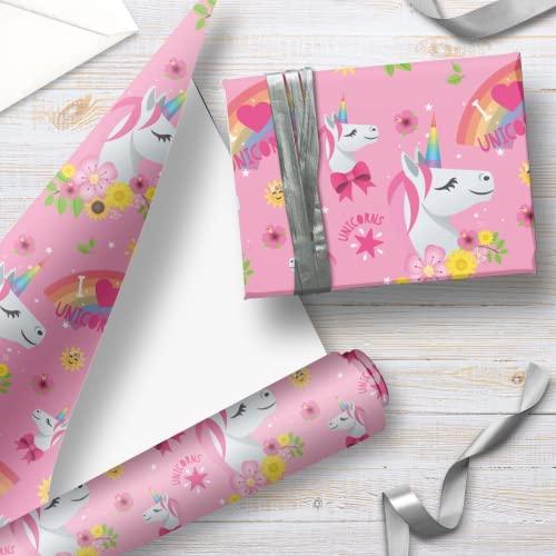 Emoji Joy Pixels Unicorn 4M Roll Wrap, 4M X 69CM, Wrapping Paper for Children's Presents, Climate Pledge Friendly Wrapping Paper, Recyclable Wrapping Paper, Officially Licensed Wrapping Paper - SHOP NO2CO2