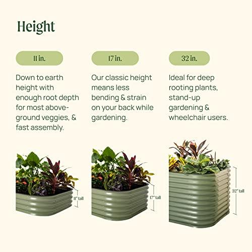 Vego garden Raised Garden Bed Kits, 17" Tall 6 in 1 Modular Metal Raised Planter Bed for Vegetables Flowers Patio Ground Planter Box-Olive Green - SHOP NO2CO2