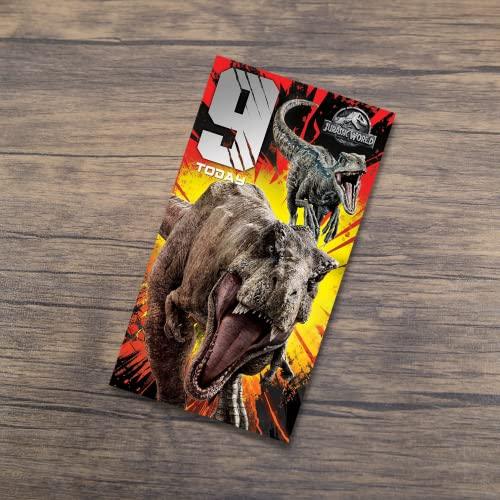 JURASSIC WORLD Official Age 9 Birthday Card, 9th Birthday Card, Ninth Birthday Card, Climate Pledge Friendly Card, Recyclable Birthday Card, Officially Licensed Birthday Card - SHOP NO2CO2