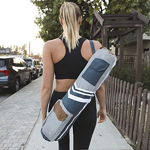 Eco Friendly Yoga Mat Bag | Organic Yoga Bag For Extra Wide Mats | Yoga Mat Carrier for Men & Women: Full Zip, Adjustable Carry, Pockets, GOTS 100% Cotton Canvas - SHOP NO2CO2