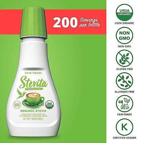 Stevita Organic Liquid Stevia - 1.35 oz, Pack of 3 - All-Natural Sweetener, Zero Calories - USDA Organic, Non-GMO, Vegan, Kosher, Keto, Paleo, Gluten Free - 600 Total Servings - SHOP NO2CO2