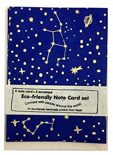 Nepal Greeting Card and Envelope Set: Constellation Moon and Stars Notecards - SHOP NO2CO2