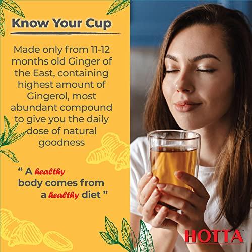 HOTTA Instant Ginger Drink With Honey Tea Hot or Cold Beverage Soothes Throat Caffeine Free High Vitamin B1 B2 B6 Real Asian Ginger, 10 Sachets - SHOP NO2CO2