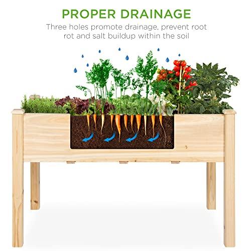 Best Choice Products 48x24x30in Raised Garden Bed, Elevated Wood Planter Box Stand for Backyard, Patio, Balcony w/Bed Liner, 200lb Capacity - Natural - SHOP NO2CO2