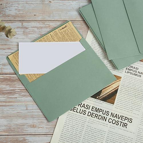 50 Pack 5 x 7 Envelopes Colored Self Seal for Wedding, Party Invitations, Greeting Cards, Announcements, Photos, 5.24 x 7.21 Inches (Sage Green) - SHOP NO2CO2