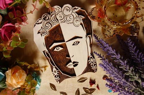 Frida Kahlo wooden block stamp Frida Kahlo pattern fabric print minimalist fashion gift for her textile stamp large wooden sustainable craft - SHOP NO2CO2