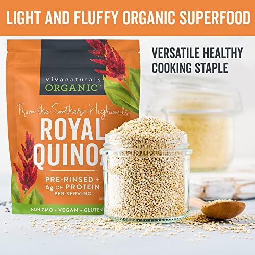 Viva Naturals Organic Quinoa, 64 oz (4 lb) - Plant Based Protein, Fiber and Iron - Pre-Washed Whole Grain Rice and Pasta Substitute for Quinoa Salad - USDA Organic, Gluten Free, Vegan, Non-GMO and Kosher - SHOP NO2CO2