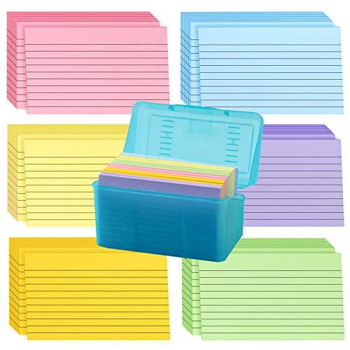 700 Sheets Color Index Cards with 2 Pack Index Card Holders, Ruled Index Cards 3 x 5, Notecards Study Cards for School Learning and Office Supplies, 6 Colors - SHOP NO2CO2