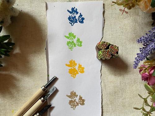 Tiny Indian wooden block stamp spring pattern small flower shape textiles ceramics, soap, custom size, sustainable eco friendly floral craft - SHOP NO2CO2