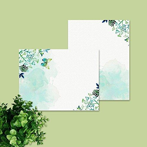 100 Stationery Paper - Cute Floral Designs for Writing Letters, Notes, and Invitations - Perfect for Bridal Shower, Birthdays, Engagement Party, Anniversary, Wedding, VIP and Other Occasions - Seaweed - SHOP NO2CO2