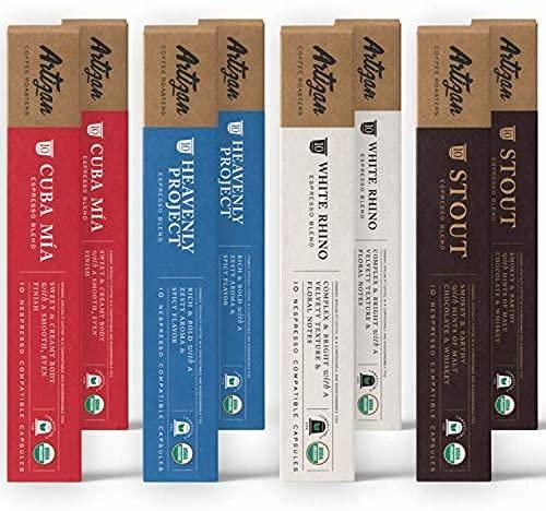 USDA Certified Organic Coffee Capsules for Nespresso Original Machines Artizan Coffee Espresso Blends Variety Non-GMO Fair Trade Kosher 80 x Compostable Biodegradable Pods… - SHOP NO2CO2