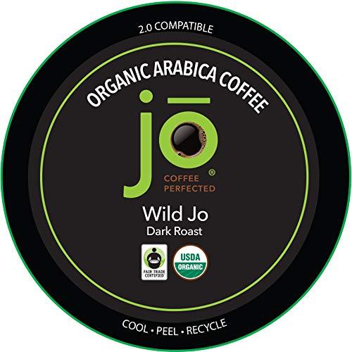 WILD JO: 48 Cups Dark French Roast Organic Coffee for Keurig K-Cup Compatible Brewers, Fresh Seal Single Serve Cups, Bold Strong Rich Wicked Good, Fair Trade Certified, Kosher, Non-GMO, Gluten Free - SHOP NO2CO2