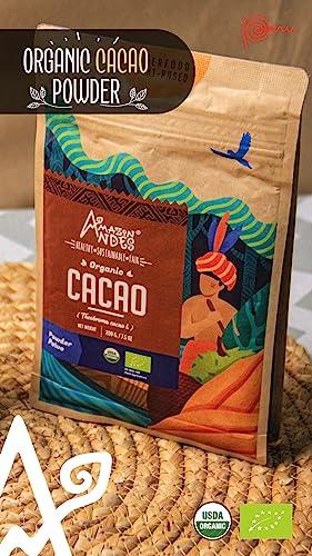 Cacao Powder l 7.1 oz (200gr) Organic & Fair Trade certified superfood with rich flavor l Anti-aging & energizing l Perfect for smoothies and baking l Amazon Andes - SHOP NO2CO2