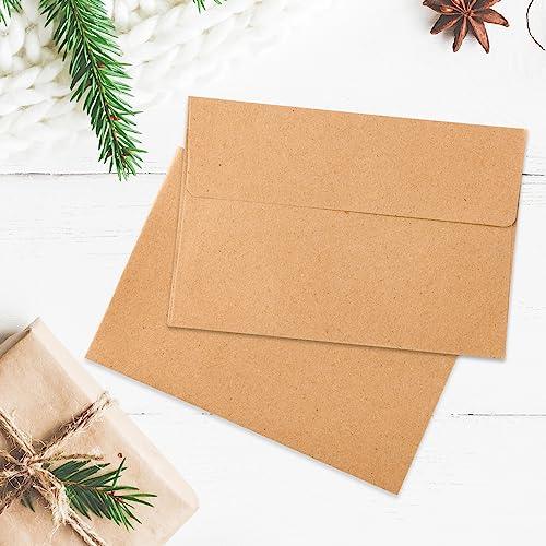 100 Pack 5x7 Envelopes,Envelopes for 5x7 Cards,5x7 Envelopes for Invitations 5.25 x 7 .25 For 5x7 Cards - Peel & Press,Ideal for Invitations,Weddings,Greeting Cards(Kraft) - SHOP NO2CO2