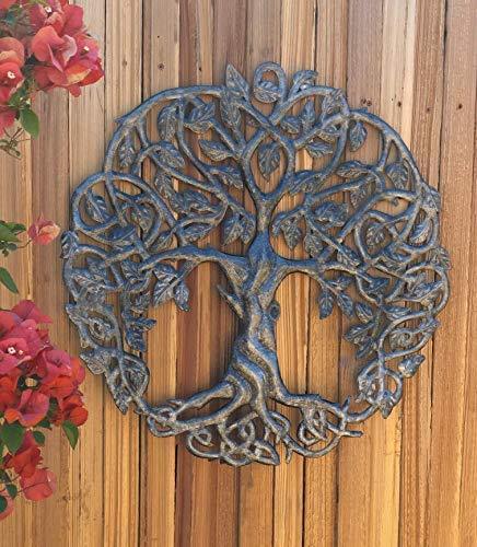 Tree of Life Metal Wall Art, Contemporary Iron Artwork Decor, Celtic Family Trees, 23 In. x 23 In. Round Modern Plaque, Handmade in Haiti,Fair Trade Certified, Signed By Wilson Etienne - SHOP NO2CO2