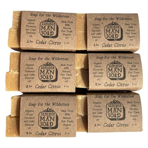 SimpleMan Soap Bar (Cedar Citrus) - Men’s soap with Organic & Fair Trade Essential Oils - All Natural, Handmade Man Bath Soap Bars-Pack of 12-2.5 Ounce bars(30 Ounces Total) - SHOP NO2CO2