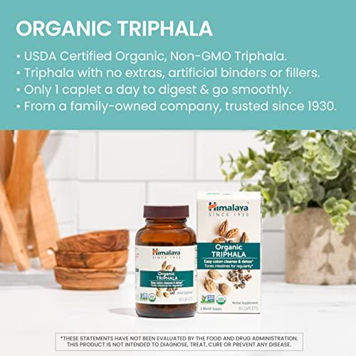 Himalaya Organic Triphala, 2 Month Supply, for Colon Cleanse, Detox & Occasional Constipation, USDA Certified Organic, Non-GMO, Gluten-Free, Extract & Powder Herbal Supplement, 688 mg, 60 Caplets - SHOP NO2CO2