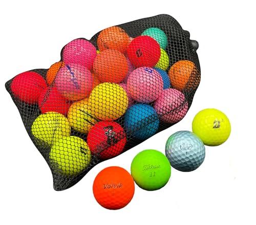 Colored Premium Brand Mix Golf Balls with Reusable Mesh Bag - Callaway, Vice, Taylormade and More - Used & Recycled Golf Balls for Women and Men - SHOP NO2CO2