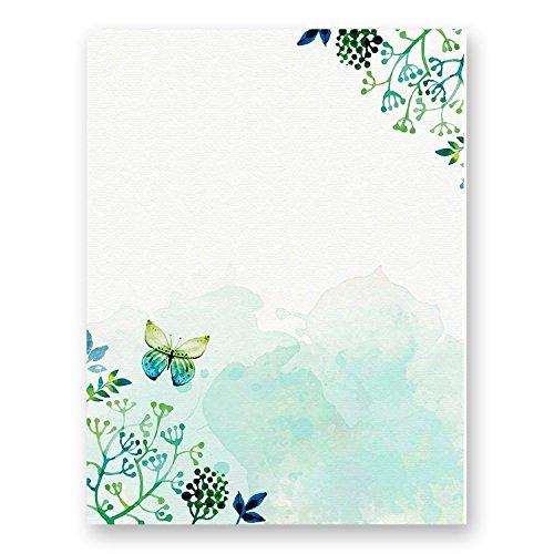 100 Stationery Paper - Cute Floral Designs for Writing Letters, Notes, and Invitations - Perfect for Bridal Shower, Birthdays, Engagement Party, Anniversary, Wedding, VIP and Other Occasions - Seaweed - SHOP NO2CO2