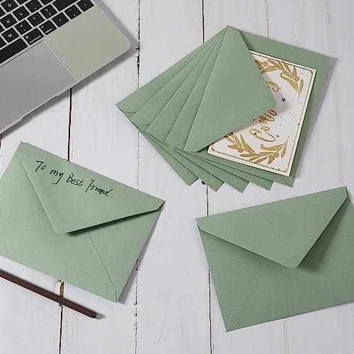 50 Pieces Sage-Green A6 Envelopes Greeting Card Envelopes 6 1/2 x 4 3/4 Inches for 4 x 6 Wedding Invitation Cards, Greeting Cards, Birthday Party Invitations - SHOP NO2CO2