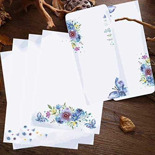 48Pcs Stationary Writing Paper with Envelopes - Japanese Stationery Set Double Sided Printing Floral Letter Writing Paper, 32 Stationary Papers + 16 Envelopes, 7.5 x 10.4 Inch of Each Stationary Paper - SHOP NO2CO2