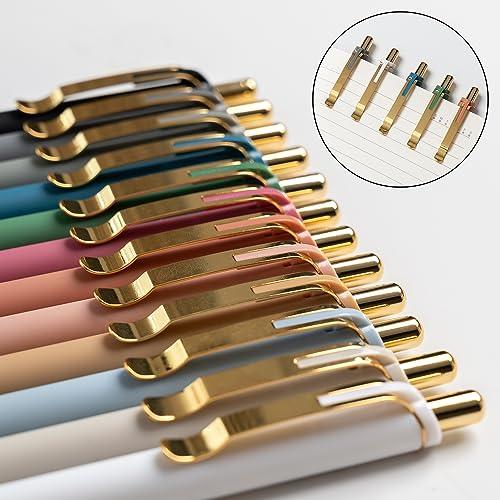 Linbsunne Ballpoint Pens Black Medium Point 1mm Pen with Super Soft Grip Ball Point Pen for Men Women Retractable Pens (gold-12 pcs) - SHOP NO2CO2