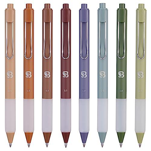 Gel Pens - Earthy, Matte Finish, Smooth Writing, No Bleed - For Journaling, Bible Notes, Drawing - Cute School Supplies, 8 Pack - SHOP NO2CO2