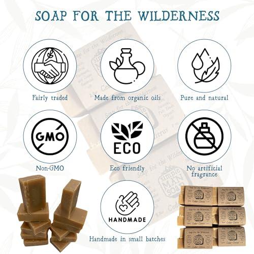 SimpleMan Soap Bar (Cedar Citrus) - Men’s soap with Organic & Fair Trade Essential Oils - All Natural, Handmade Man Bath Soap Bars-Pack of 12-2.5 Ounce bars(30 Ounces Total) - SHOP NO2CO2