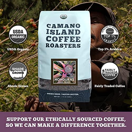 Camano Island Coffee Roasters Roasters Honduras Dark Roast, Whole Bean 2lb, Fresh Small Batch Roasted, USDA Organic, Fairly Traded, Shade Grown Top 1% Arabica - Molasses, Brown Sugar, Cinnamon Flavor - SHOP NO2CO2