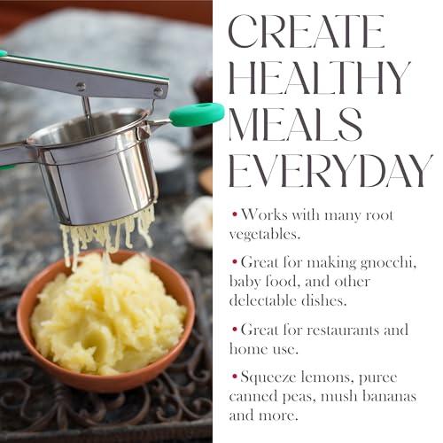 Bellemain Potato Ricer 15 oz with 3 Interchangeable Discs |Potato Masher Stainless Steel, Sweet Potato Masher Kitchen Tool | Spaetzle Maker Press, Khuon Banh Lot, Spaetzle Noodle Maker (Green) - SHOP NO2CO2