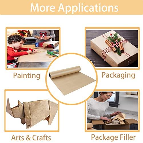 Shinok Brown Kraft Paper Roll - 15" x 33'(400 ") Brown Wrapping Paper for Packing Moving Small Craft Paper Roll for Gift Wrapping, Art - SHOP NO2CO2