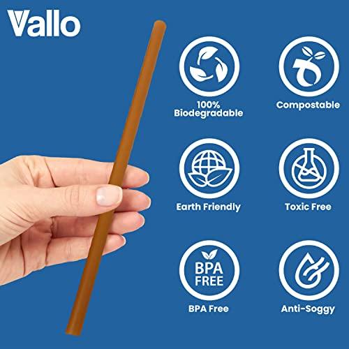 Vallo Compostable Drinking Straws - 100% Biodegradable, Recyclable, Non-Soggy, Suitable for Hot and Cold Drinks, Eco-friendly Sugarcane Material, NOT Paper, 8" Standard Size - 100 Count - SHOP NO2CO2