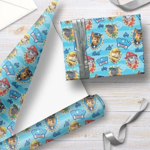 Danilo Promotions LTD PA016 PAW PATROL ROLL WRAP, 4M X 69CM, Wrapping Paper for Children's Presents, Climate Pledge Friendly Wrapping Paper, Recyclable Paper, Officially Licensed Paper - SHOP NO2CO2