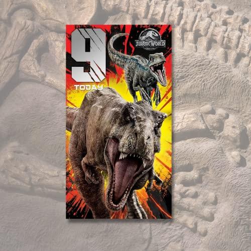 JURASSIC WORLD Official Age 9 Birthday Card, 9th Birthday Card, Ninth Birthday Card, Climate Pledge Friendly Card, Recyclable Birthday Card, Officially Licensed Birthday Card - SHOP NO2CO2