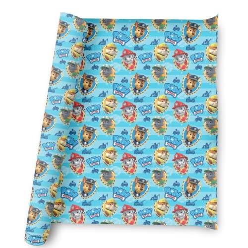 Danilo Promotions LTD PA016 PAW PATROL ROLL WRAP, 4M X 69CM, Wrapping Paper for Children's Presents, Climate Pledge Friendly Wrapping Paper, Recyclable Paper, Officially Licensed Paper - SHOP NO2CO2