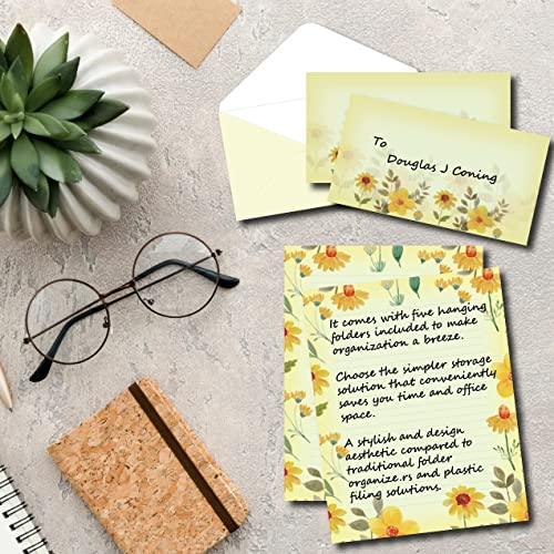 48 Packs Lined Stationary Set for Writing Letters - 8.5 x 11 Inch Flora Design Double-sided Stationary Paper for Writing Letters, 48 Stationery Paper with 48 Envelopes, 6 Designs Assorted - SHOP NO2CO2